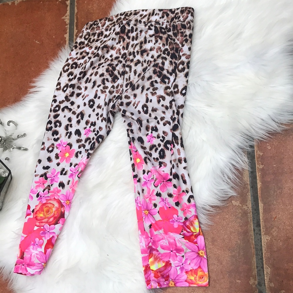 Justice Cheetah leggings with flowers size 10